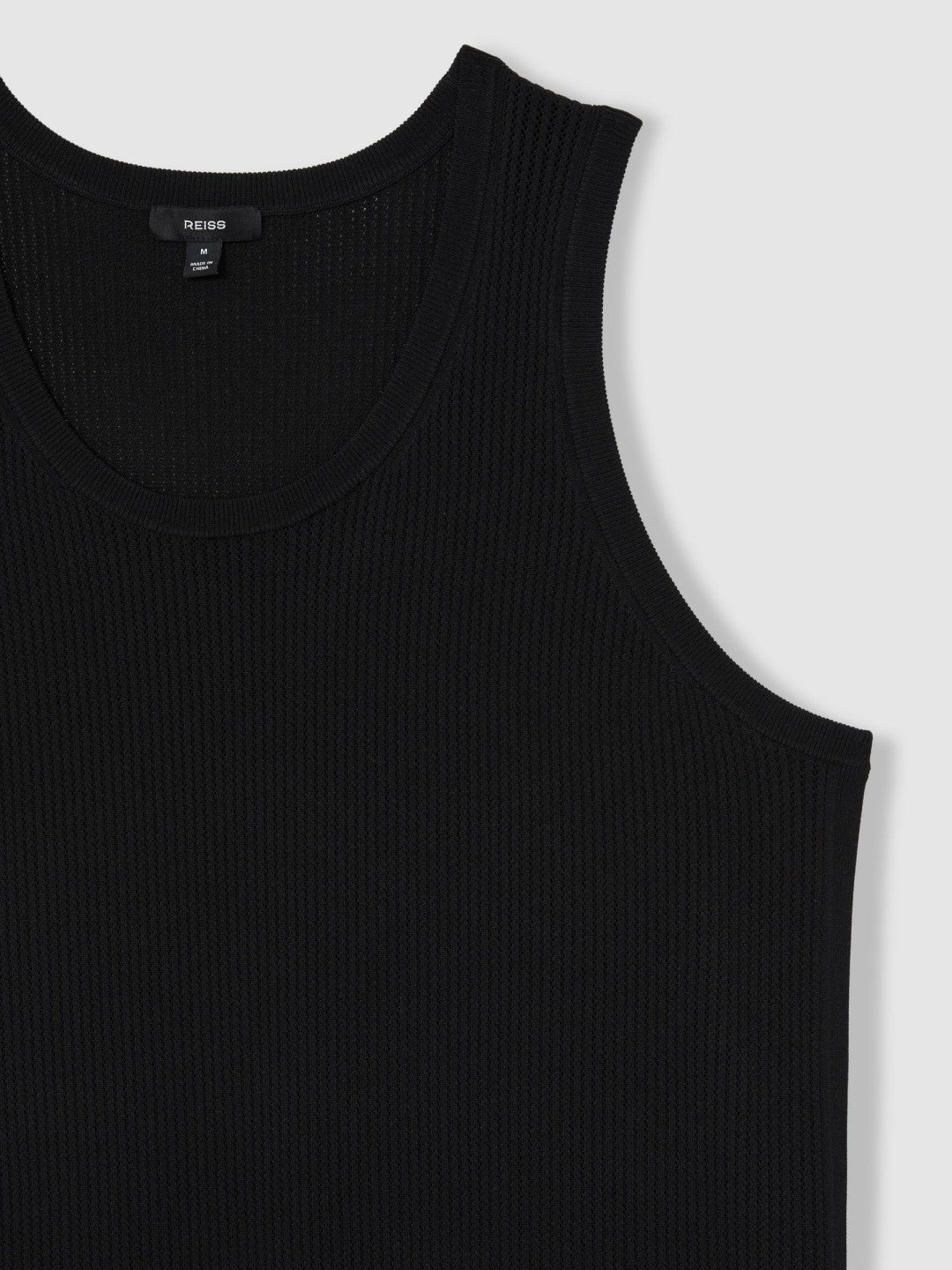 Textured Crew Neck Ribbed Vest in Black Men | Reiss
