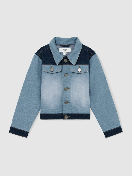 13-14 yrs Patchwork Two-Tone Denim Jacket in Blue Children & Baby | Reiss