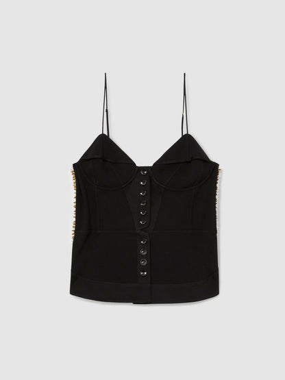 Atelier Embellished Corset Top in Black Women | Reiss