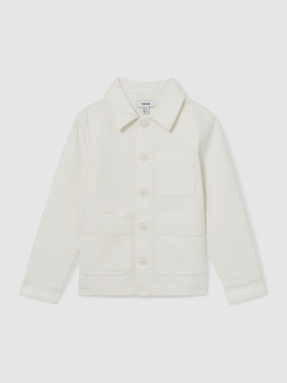 Cotton-Blend Work Jacket in Off White Children & Baby | Reiss