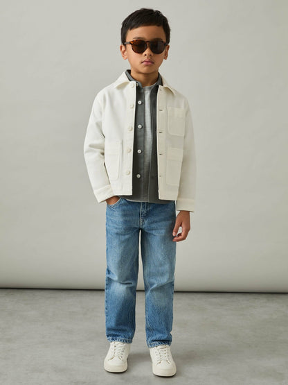 Cotton-Blend Work Jacket in Off White Children & Baby | Reiss