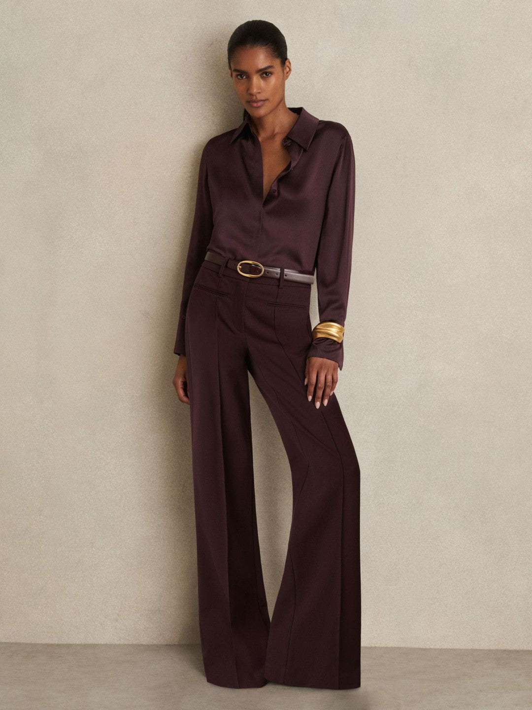 Silk Double-Cuff Button-Through Shirt in Red Women | Reiss