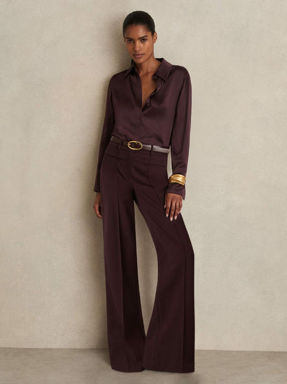 Silk Double-Cuff Button-Through Shirt in Red Women | Reiss