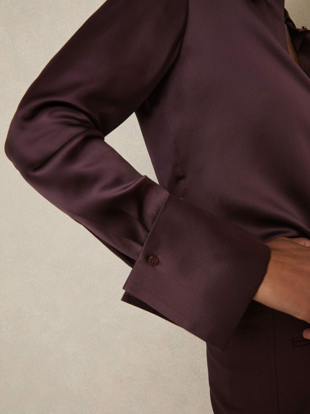 Silk Double-Cuff Button-Through Shirt in Red Women | Reiss