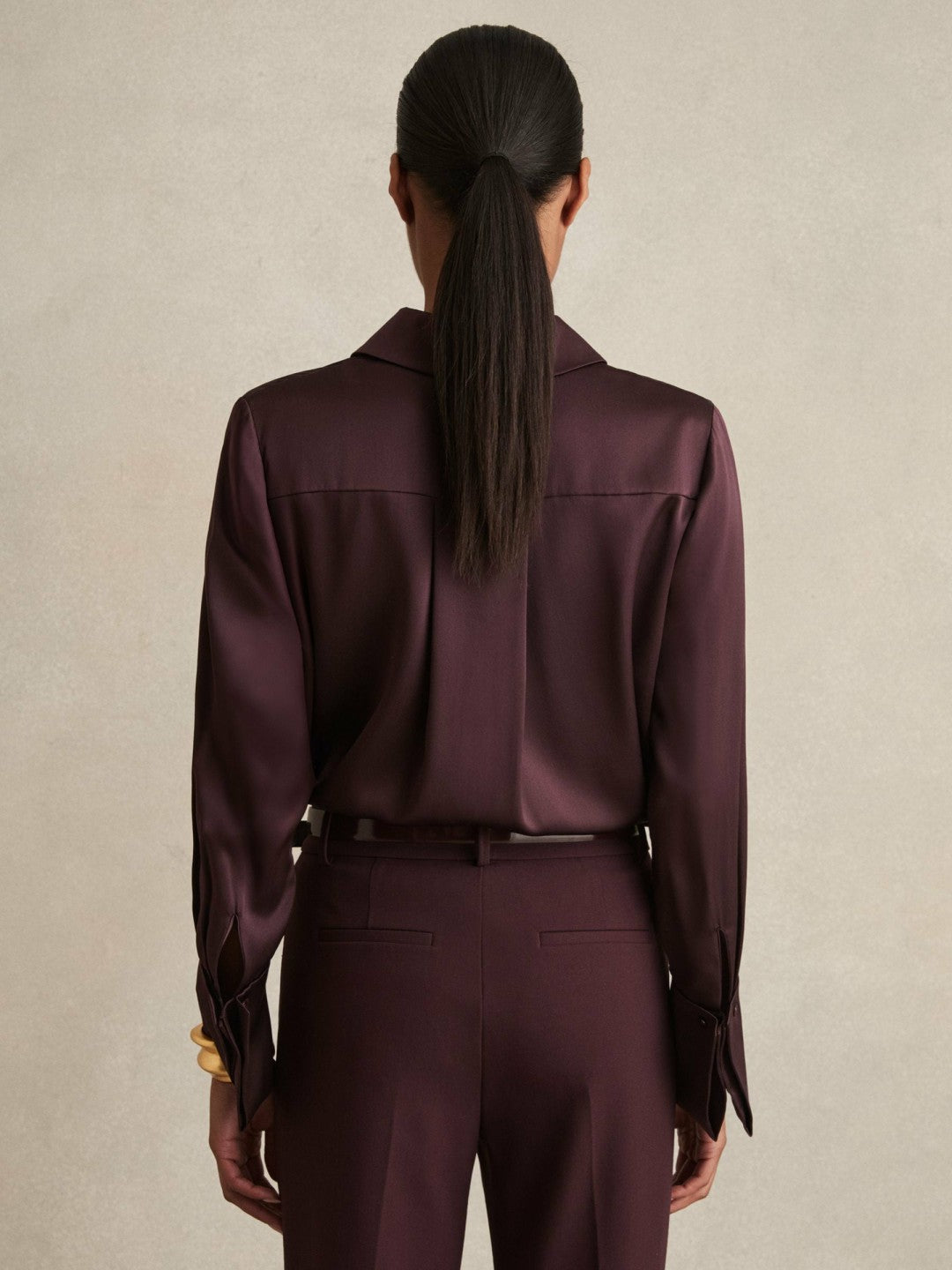 Silk Double-Cuff Button-Through Shirt in Red Women | Reiss