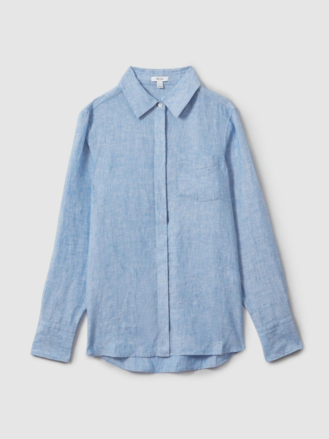 Linen Button-Through Shirt in Blue Women | Reiss
