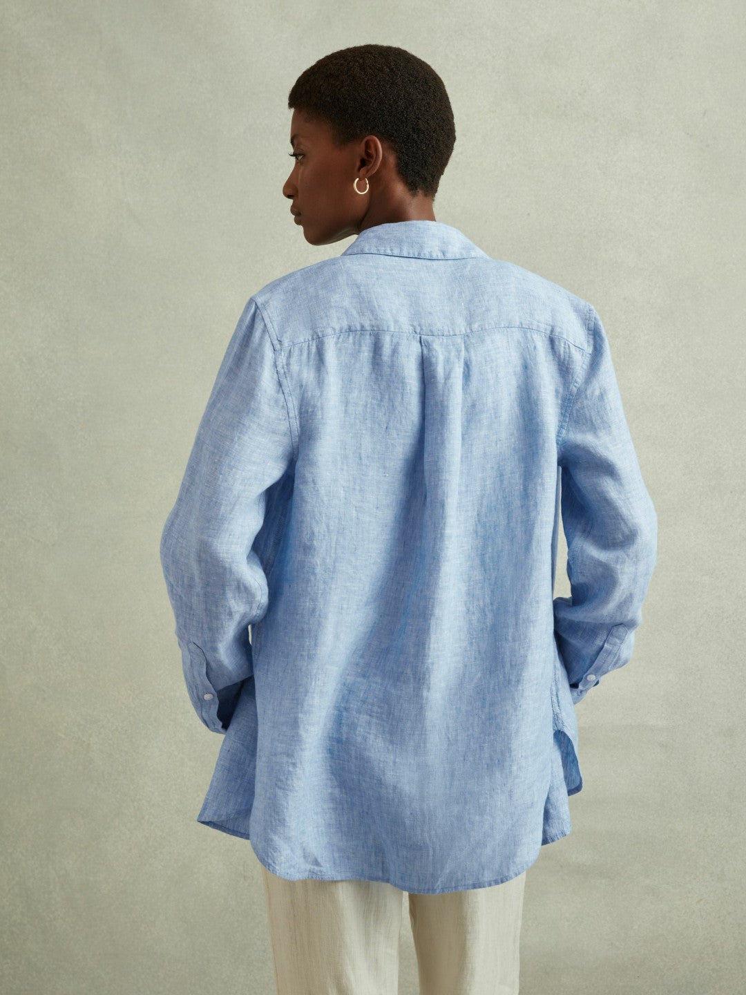 Linen Button-Through Shirt in Blue Women | Reiss