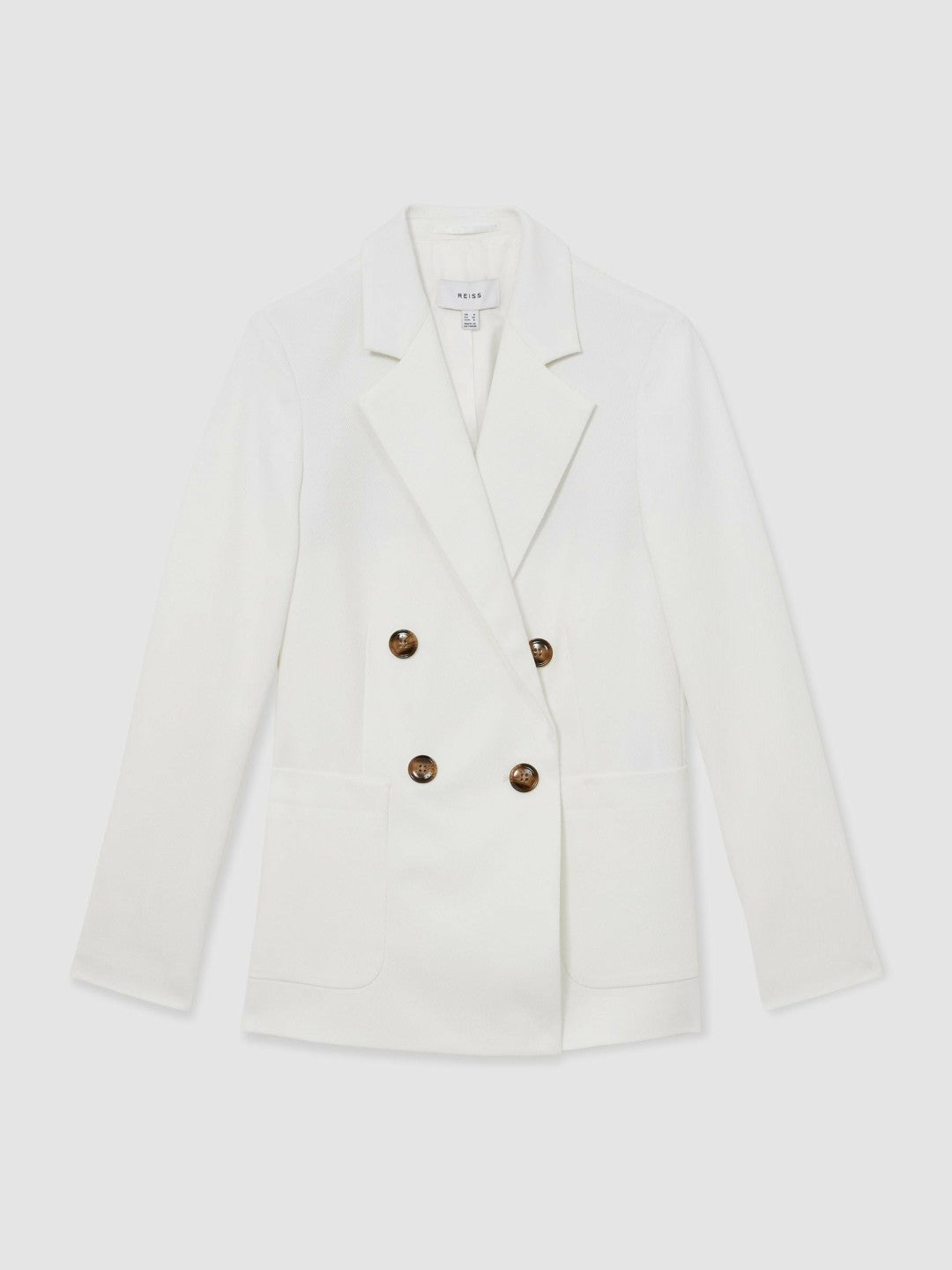 Double-Breasted Notch-Lapel Blazer in White Women | Reiss