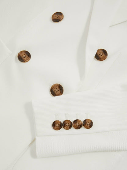 Double-Breasted Notch-Lapel Blazer in White Women | Reiss