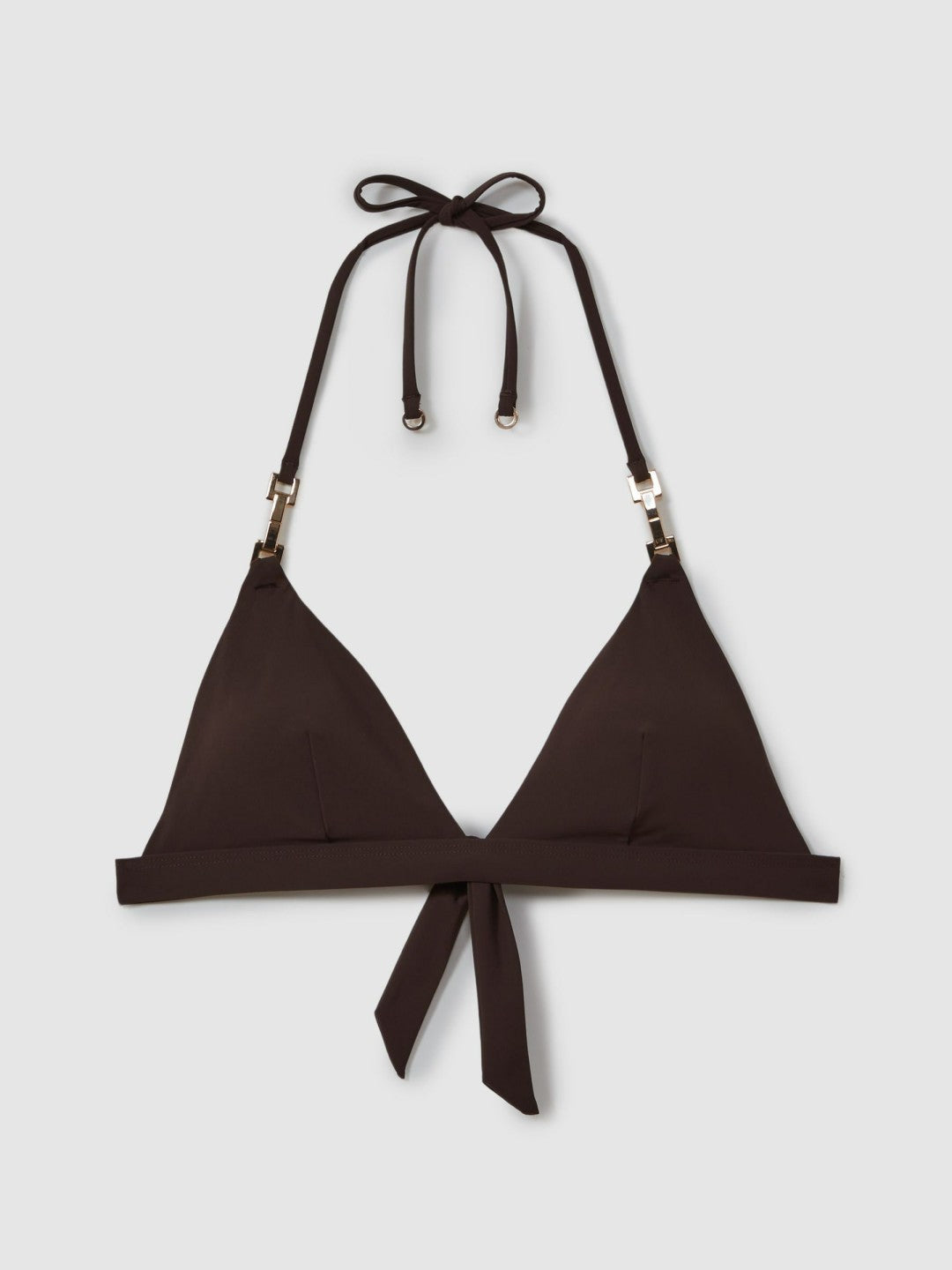 Triangle Halter Neck Bikini Top in Chocolate Women | Reiss