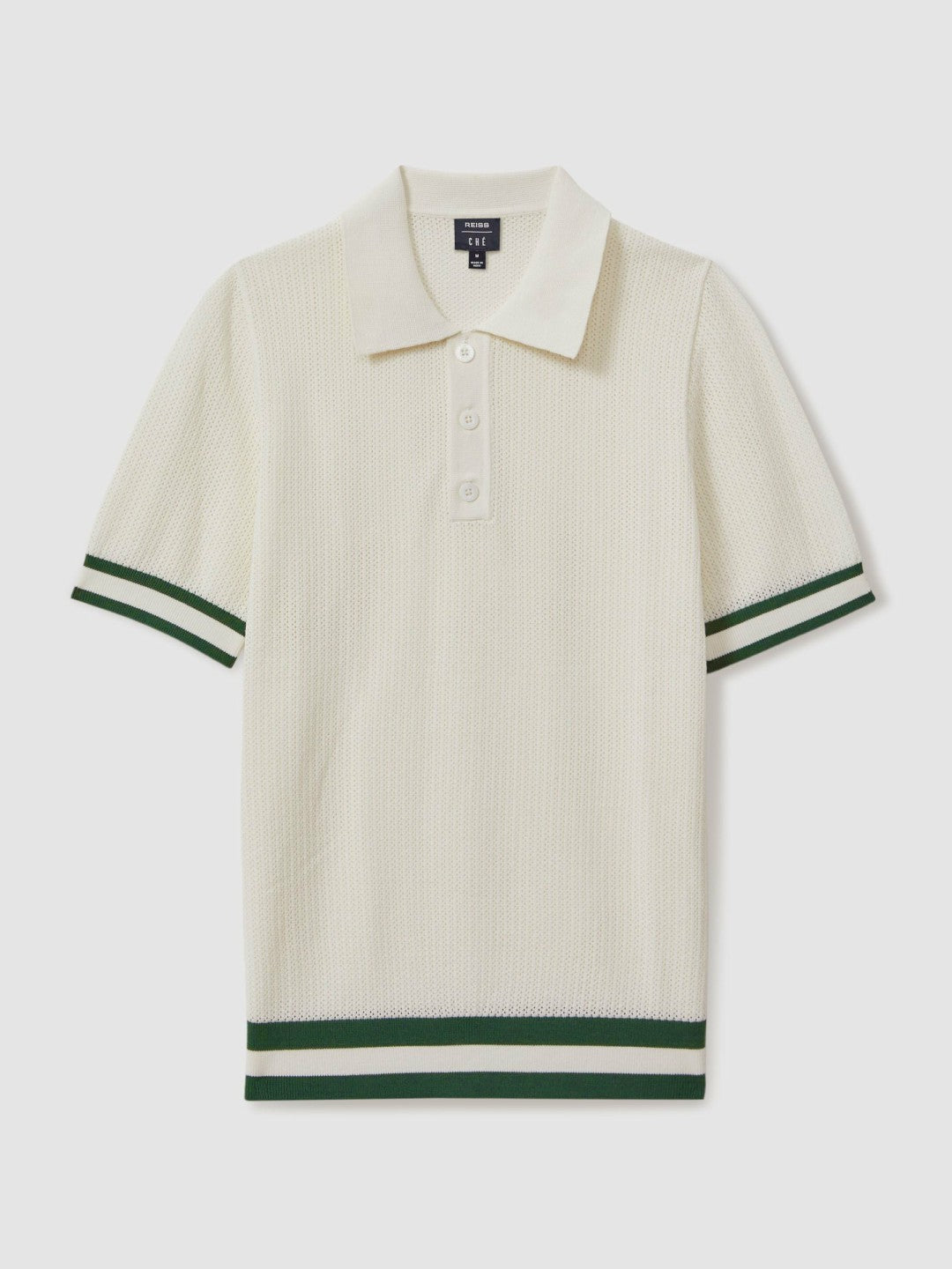 | Ché Knitted Half-Button Polo Shirt in White Men | Reiss