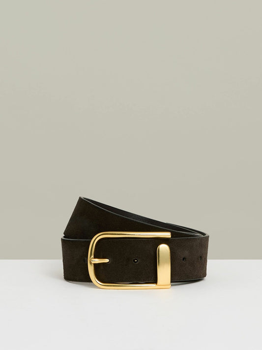 Leather Half Keeper Belt in Chocolate Women | Reiss