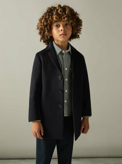 3-9 yrs Single Breasted Overcoat in Navy Children & Baby | Reiss