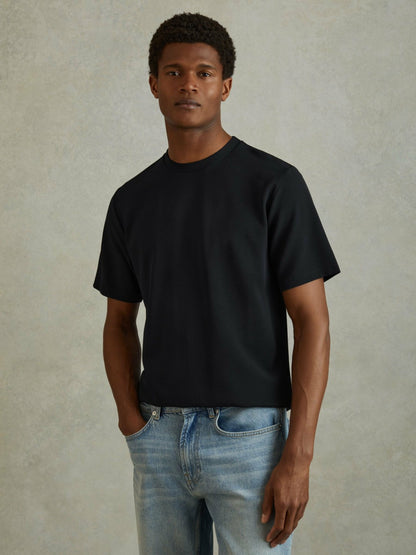 Textured Crew-Neck T-Shirt in Navy Men | Reiss