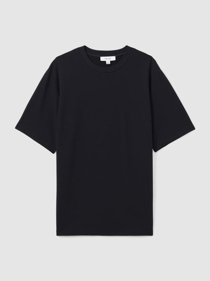 Textured Crew-Neck T-Shirt in Navy Men | Reiss