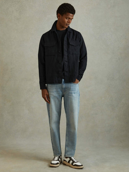 Textured Crew-Neck T-Shirt in Navy Men | Reiss