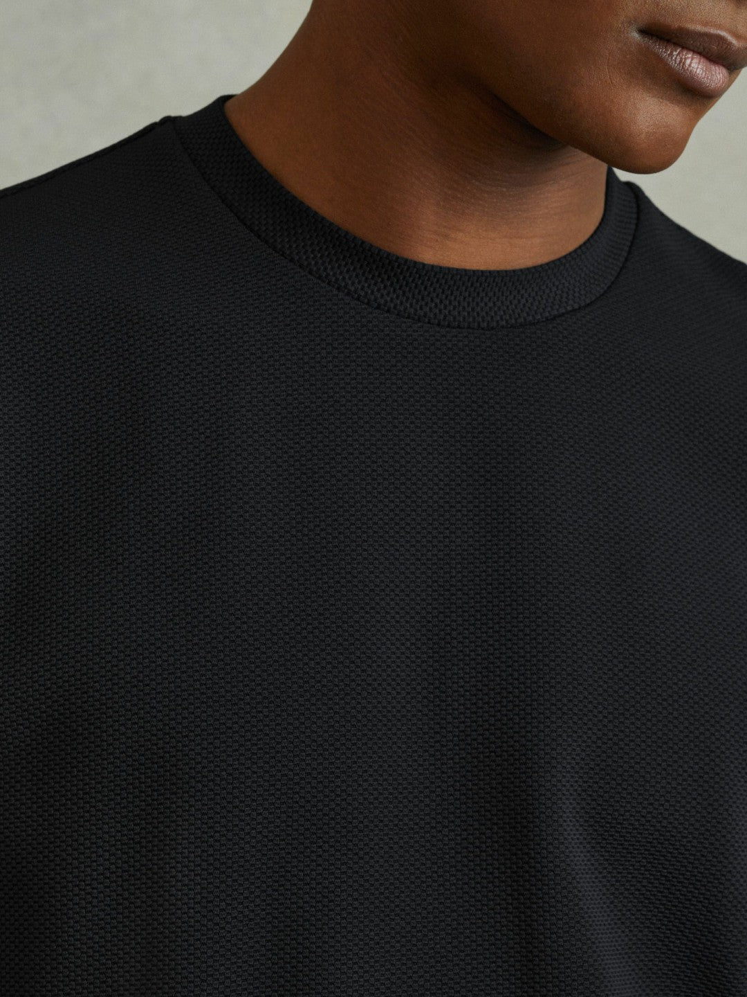 Textured Crew-Neck T-Shirt in Navy Men | Reiss