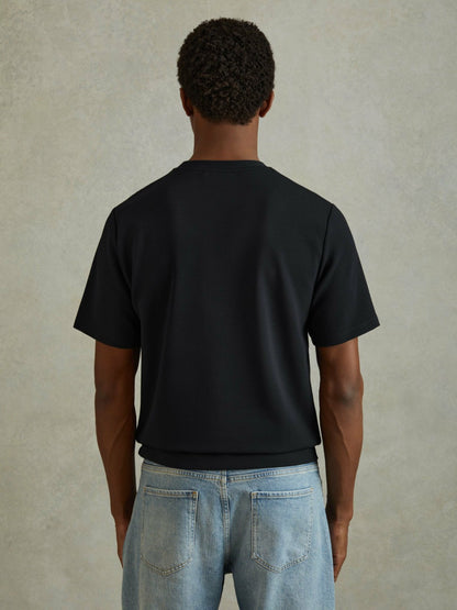 Textured Crew-Neck T-Shirt in Navy Men | Reiss