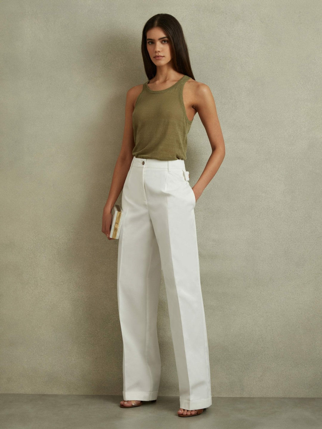 Cotton Wide Leg Suit Trousers in White Women | Reiss