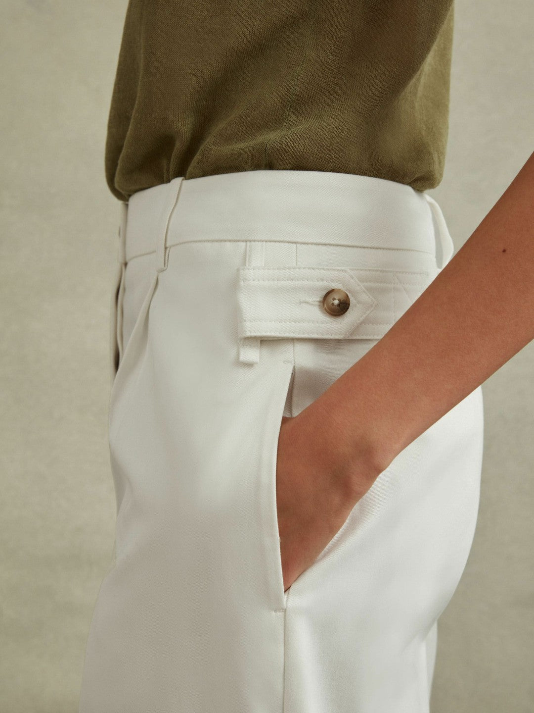 Cotton Wide Leg Suit Trousers in White Women | Reiss