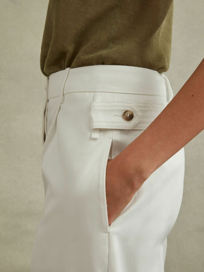 Cotton Wide Leg Suit Trousers in White Women | Reiss
