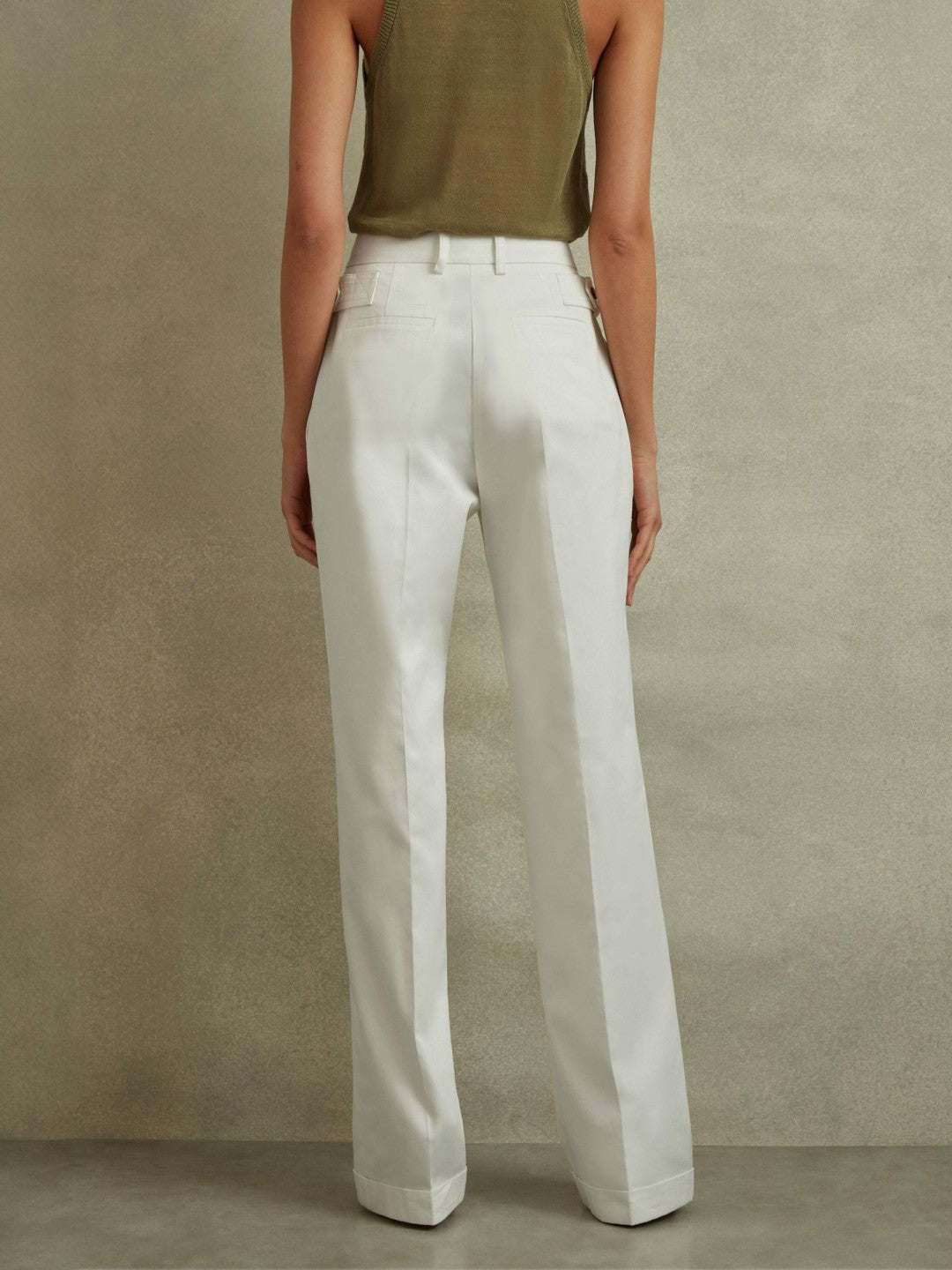 Cotton Wide Leg Suit Trousers in White Women | Reiss