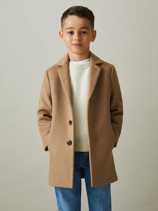 9-13 yrs Single Breasted Overcoat in Camel Children & Baby | Reiss