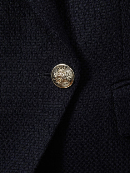 Tailored Fit Textured Double Breasted Blazer in Navy Women | Reiss