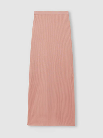 Carrie Pink Anna Quan Sheer Ribbed Knitted Midi Skirt Women | Reiss