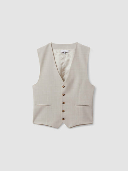 Slim Fit Single Breasted Waistcoat in Stone Men | Reiss