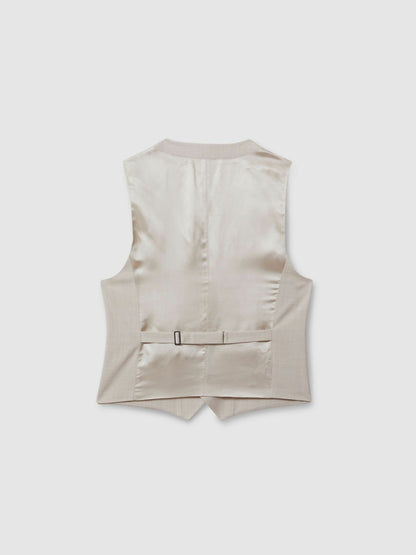 Slim Fit Single Breasted Waistcoat in Stone Men | Reiss