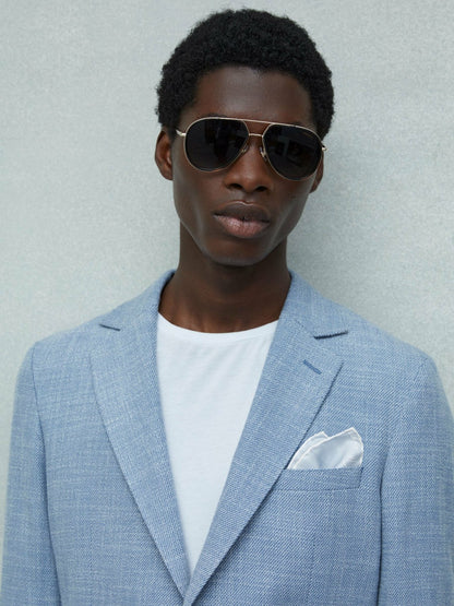 Polka Dot Silk Pocket Square in Light Blue Men | Reiss