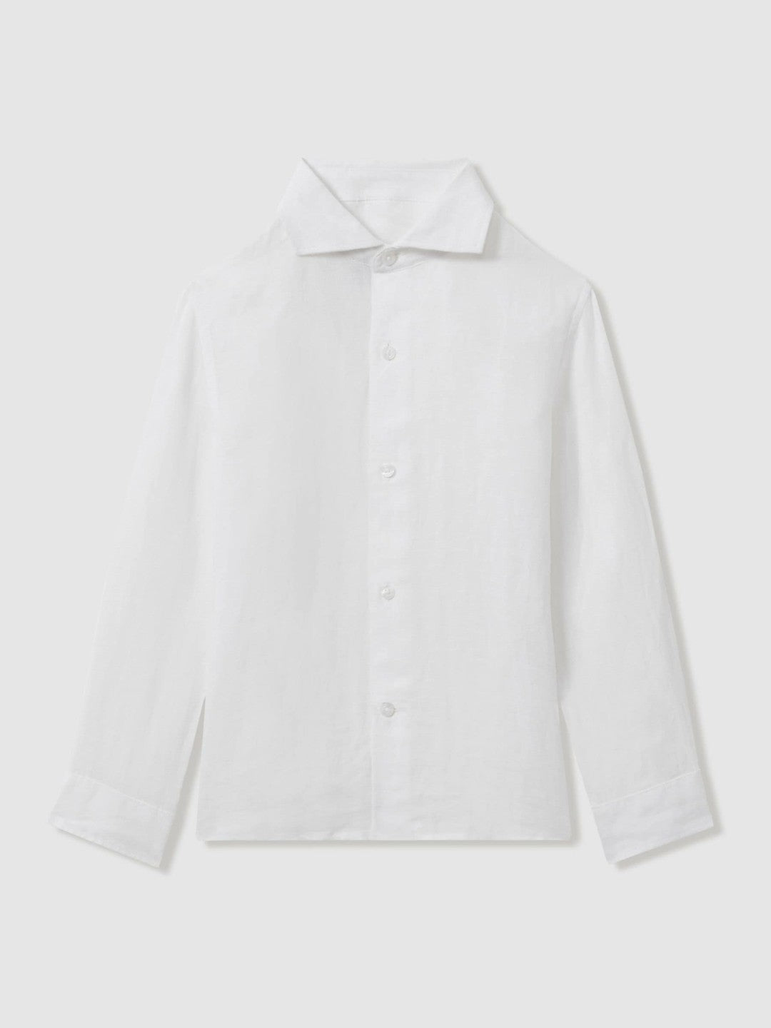 9-13 yrs Linen Cutaway Collar Shirt in White Children & Baby | Reiss