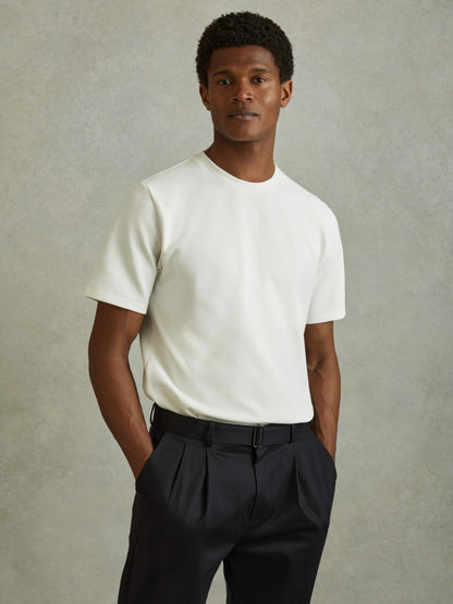 Textured Crew-Neck T-Shirt in Off White Men | Reiss