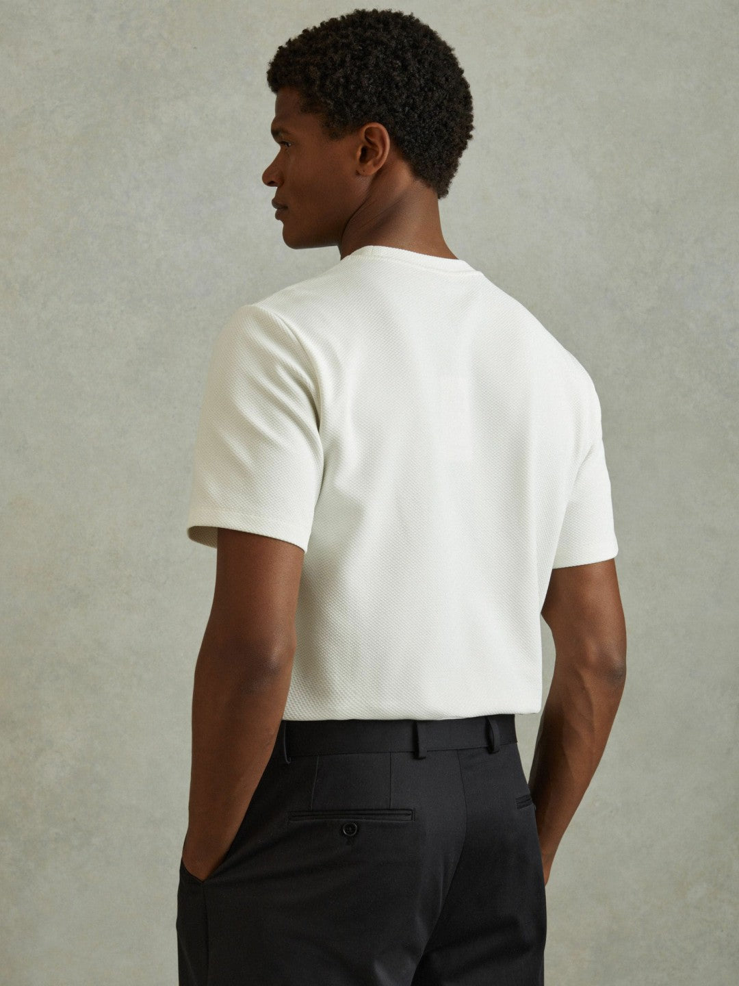 Textured Crew-Neck T-Shirt in Off White Men | Reiss