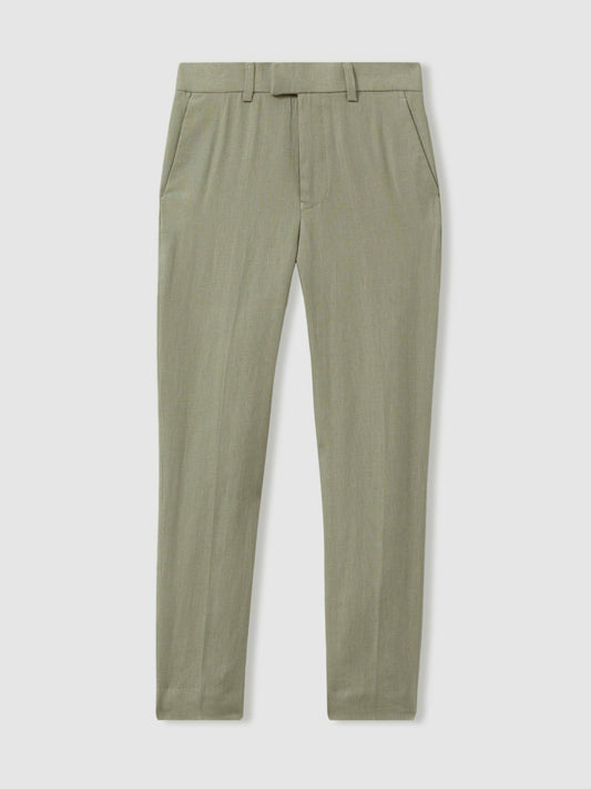 3-9 yrs Slim Fit Linen Adjustable Trousers in Apple Children & Baby | Reiss