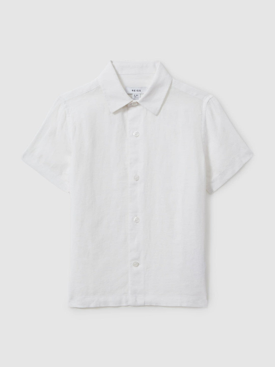 9-13 yrs Short Sleeve Linen Shirt in White Children & Baby | Reiss