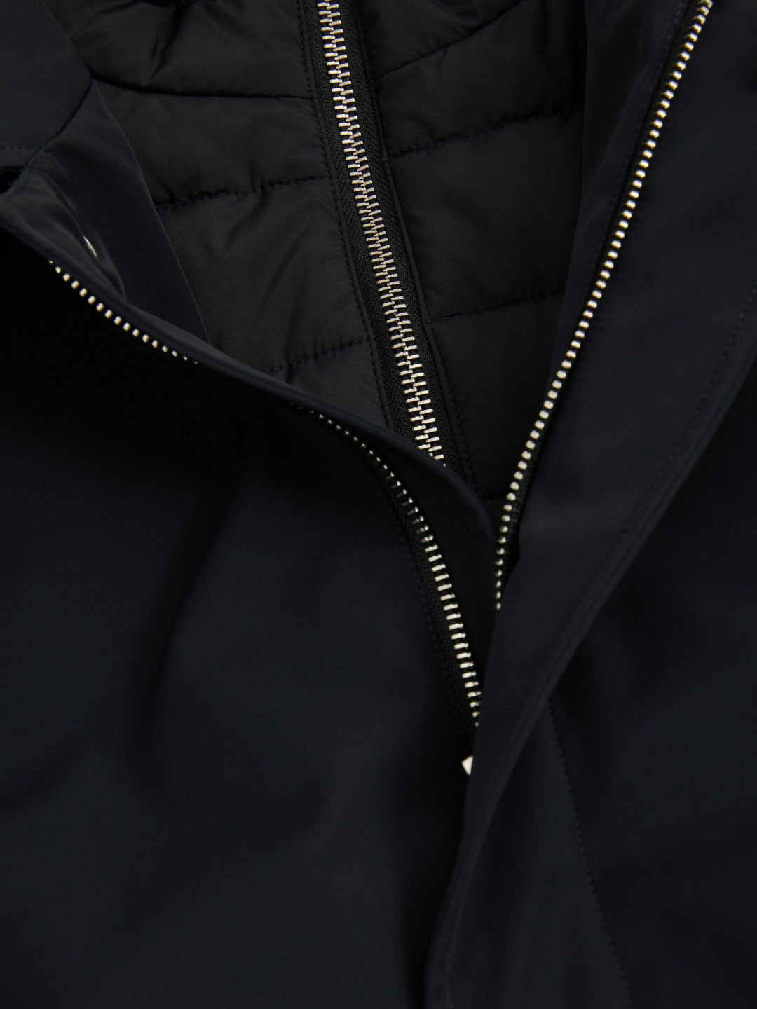 Hybrid Removable Funnel Neck Overcoat in Navy Men | Reiss