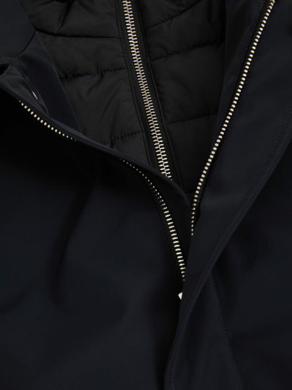 Hybrid Removable Funnel Neck Overcoat in Navy Men | Reiss