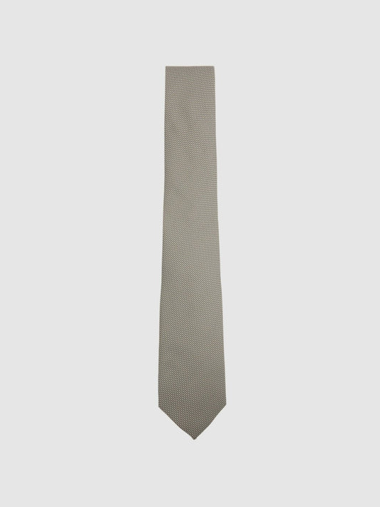 Textured Silk Blend Tie in Light Sage Men | Reiss