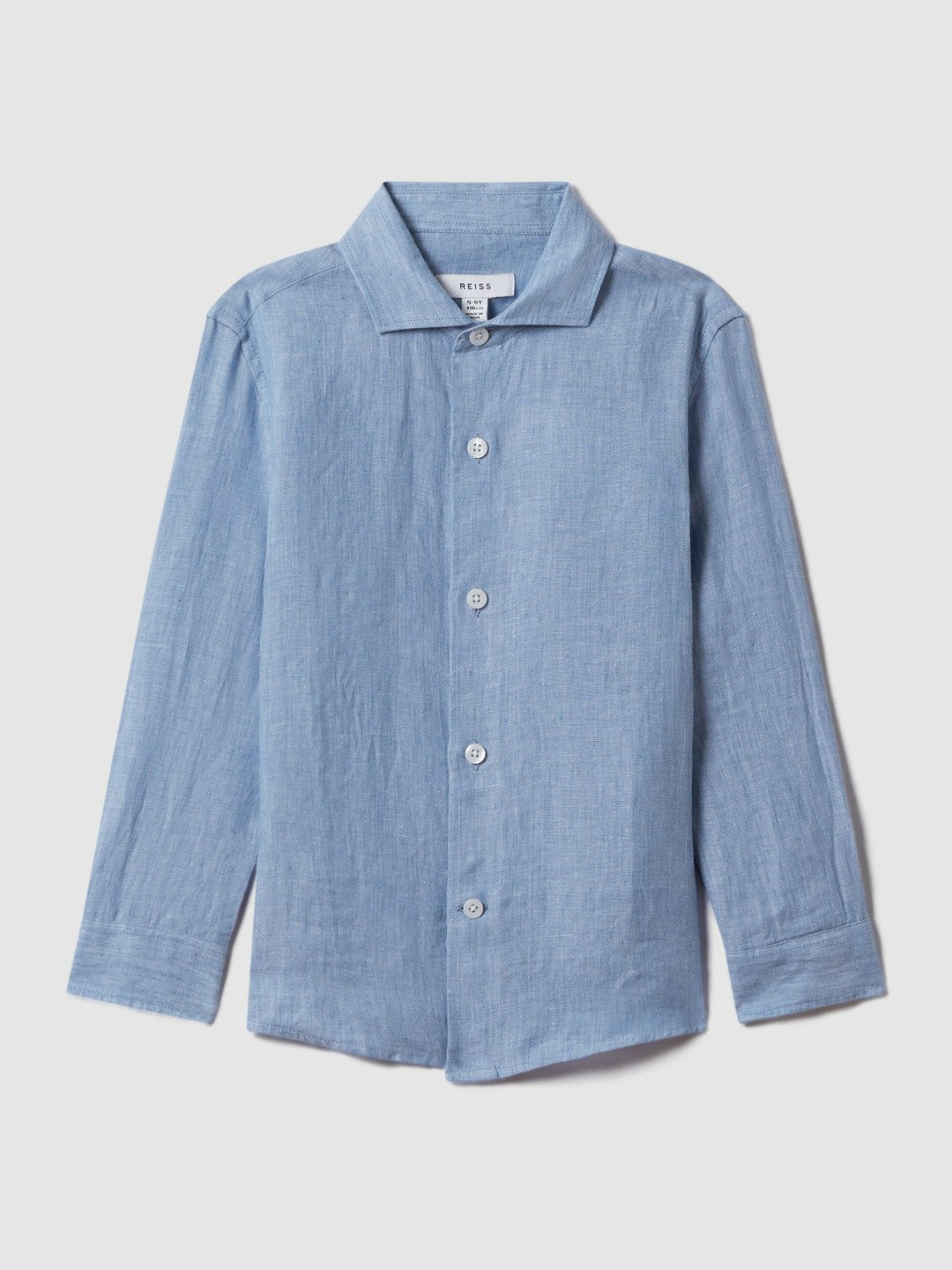 3-9 yrs Linen Cutaway Collar Shirt in Sky Blue Children & Baby | Reiss