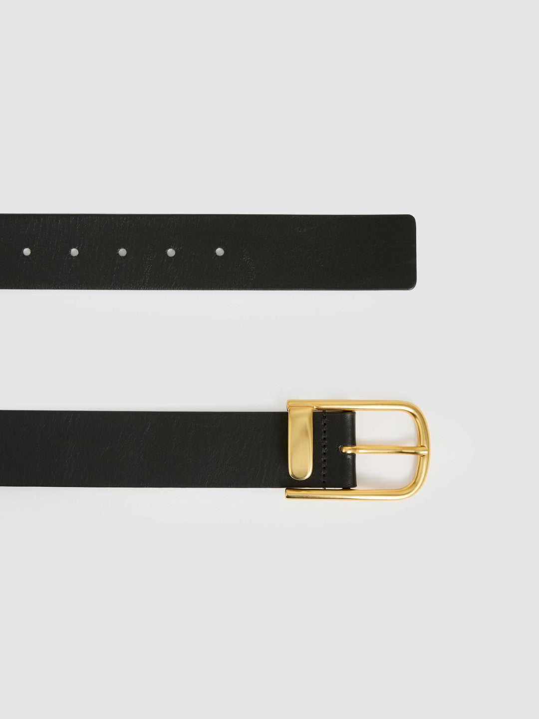 Leather Half Keeper Belt in Black Women | Reiss