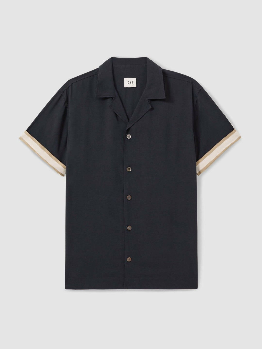 | Ché Cuff Detail Cuban Collar Shirt in Navy Men | Reiss