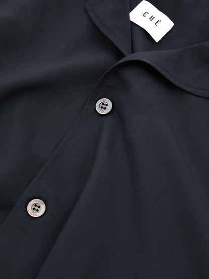 | Ché Cuff Detail Cuban Collar Shirt in Navy Men | Reiss