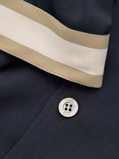 | Ché Cuff Detail Cuban Collar Shirt in Navy Men | Reiss