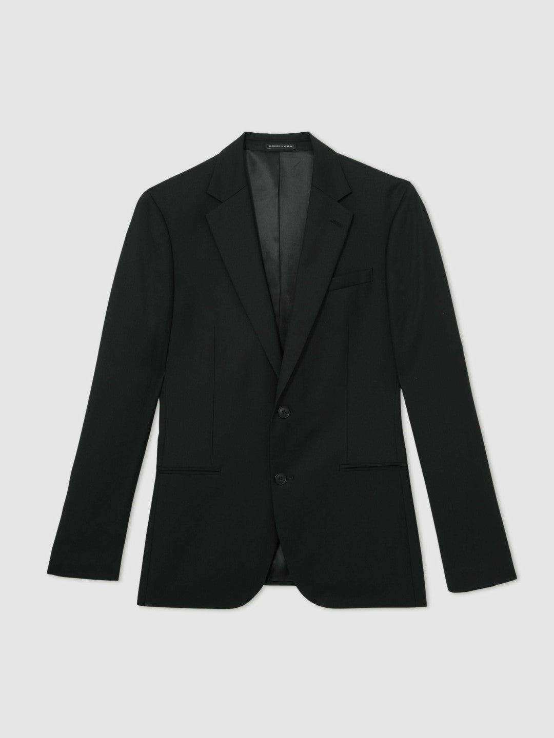 Wool-Blend Single-Breasted Suit Jacket Slim-Fit in Black Men | Reiss