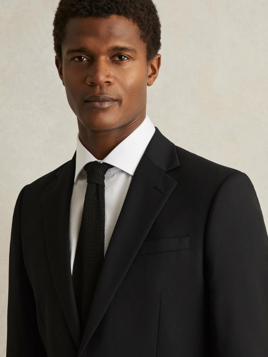 Wool-Blend Single-Breasted Suit Jacket Slim-Fit in Black Men | Reiss