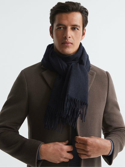 Wool and Cashmere Scarf in Navy Men | Reiss
