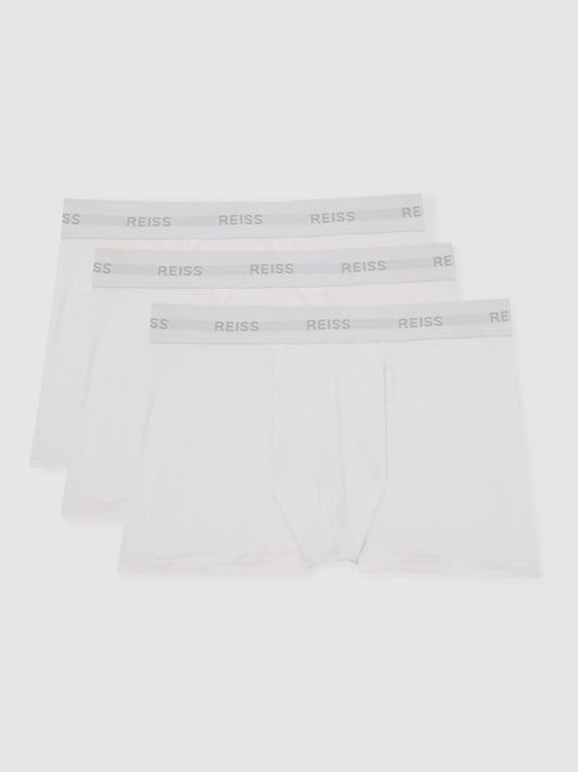 Three Pack Cotton Boxers in White Men | Reiss