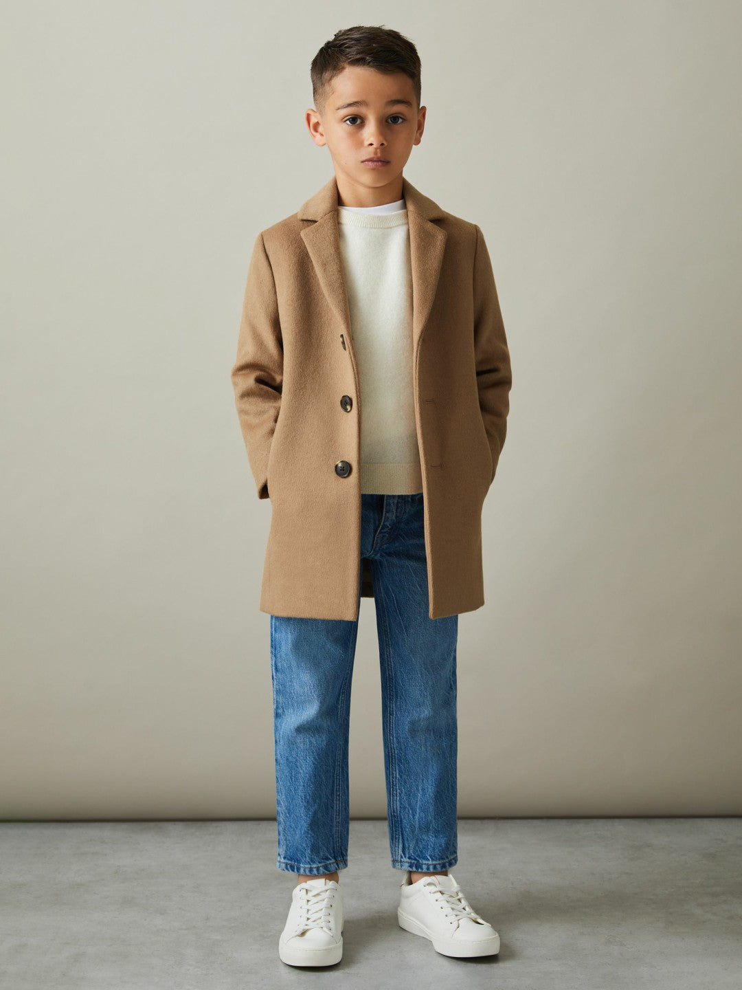 13-14 yrs Single Breasted Overcoat in Camel Children & Baby | Reiss
